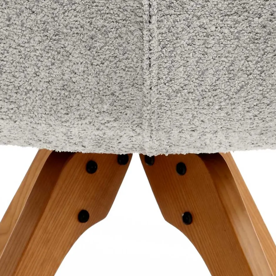 Boucle Armlehnstuhl mit Holz-Drehgestell - Udolph (2er Set)^Wohnen Discount