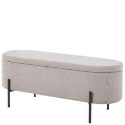 Wohnen Boucle Polsterbank in Oval mit Stauraum - Buryas
