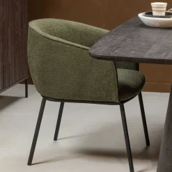 Wohnen Boucle Tischsessel in Dunkelgrün - Norian