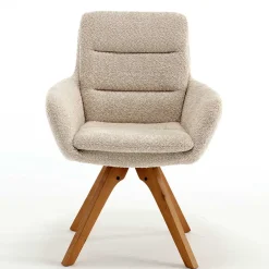 Wohnen Boucle Tischsessel mit Holz Drehgestell - Corpus (2er Set)