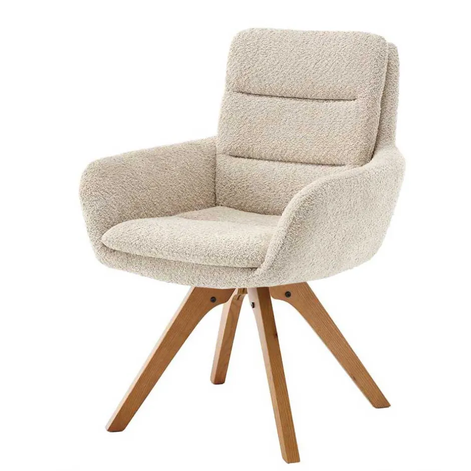 Wohnen Boucle Tischsessel mit Holz Drehgestell - Corpus (2er Set)