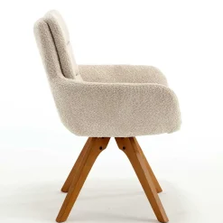 Wohnen Boucle Tischsessel mit Holz Drehgestell - Corpus (2er Set)