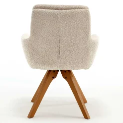 Wohnen Boucle Tischsessel mit Holz Drehgestell - Corpus (2er Set)