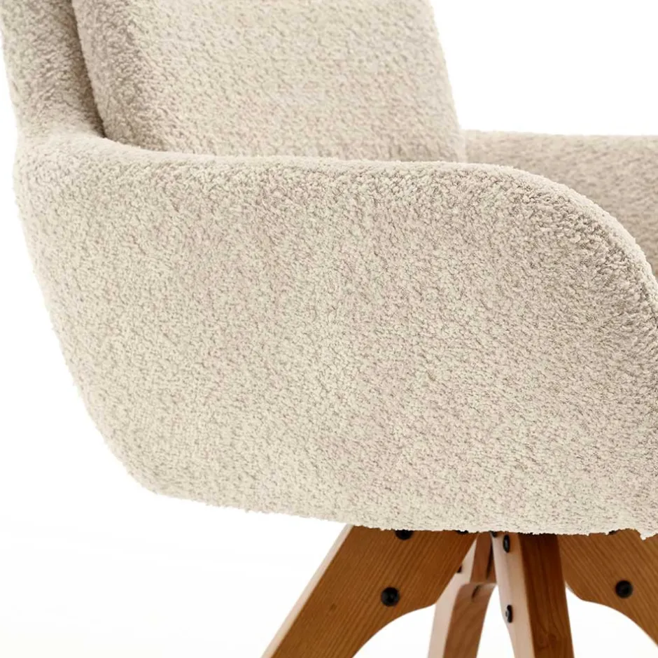 Wohnen Boucle Tischsessel mit Holz Drehgestell - Corpus (2er Set)