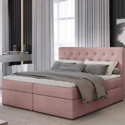 Wohnen Boxbett in Altrosa - matter Samt - Fernand