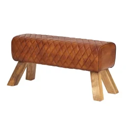 Braune Polsterbank mit Leder in Rautensteppung - Avetha^Wohnen Discount