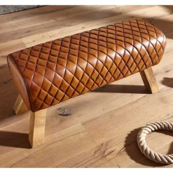 Braune Polsterbank mit Leder in Rautensteppung - Avetha^Wohnen Discount