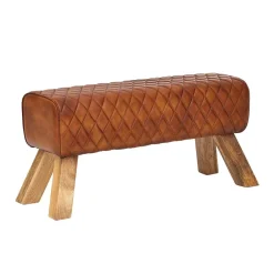 Braune Polsterbank mit Leder in Rautensteppung - Avetha^Wohnen Discount