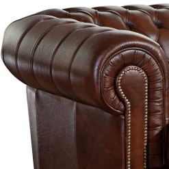 Wohnen Braune Polstergarnitur aus Echtleder - Pluna (dreiteilig)