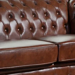 Wohnen Braune Polstergarnitur aus Echtleder - Pluna (dreiteilig)