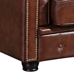 Wohnen Braune Polstergarnitur aus Echtleder - Pluna (dreiteilig)