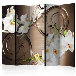Wohnen Brauner Design Paravent mit Orchideen - Armele