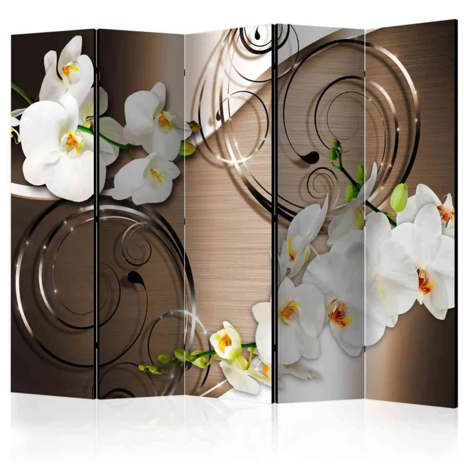 Wohnen Brauner Design Paravent mit Orchideen - Armele