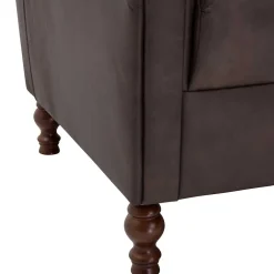 Wohnen Brauner Federkernsessel mit Lederbezug - Chesterfield - Esmea