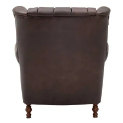 Wohnen Brauner Federkernsessel mit Lederbezug - Chesterfield - Esmea