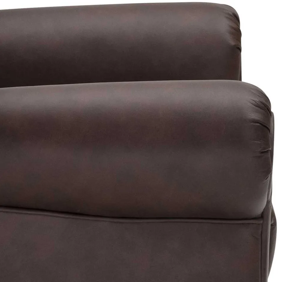 Wohnen Brauner Federkernsessel mit Lederbezug - Chesterfield - Esmea