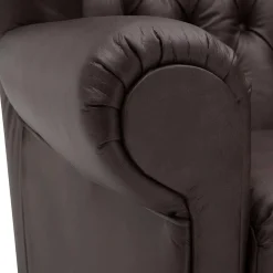 Wohnen Brauner Federkernsessel mit Lederbezug - Chesterfield - Esmea