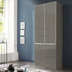 Wohnen Brauner Kombi-Kleiderschrank 100 cm breit - Madita