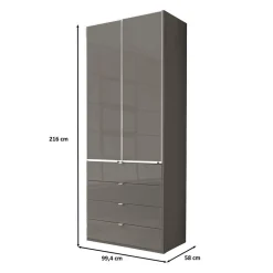 Wohnen Brauner Kombi-Kleiderschrank 100 cm breit - Madita