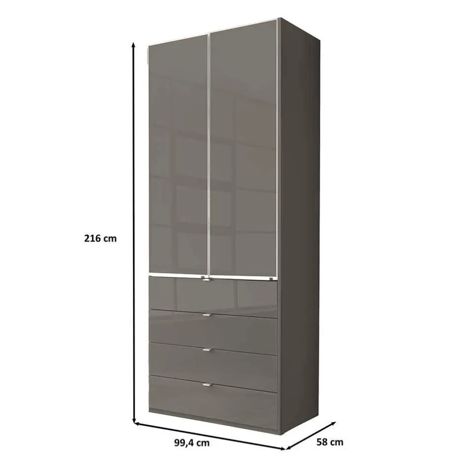 Wohnen Brauner Kombi-Kleiderschrank 100 cm breit - Madita