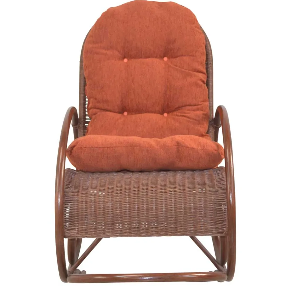 Brauner Schaukelstuhl aus Rattan Geflecht - Oktaria^Wohnen Sale