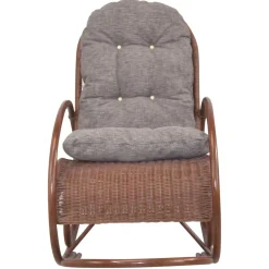 Wohnen Brauner Schaukelstuhl aus lackiertem Rattan - Asalion