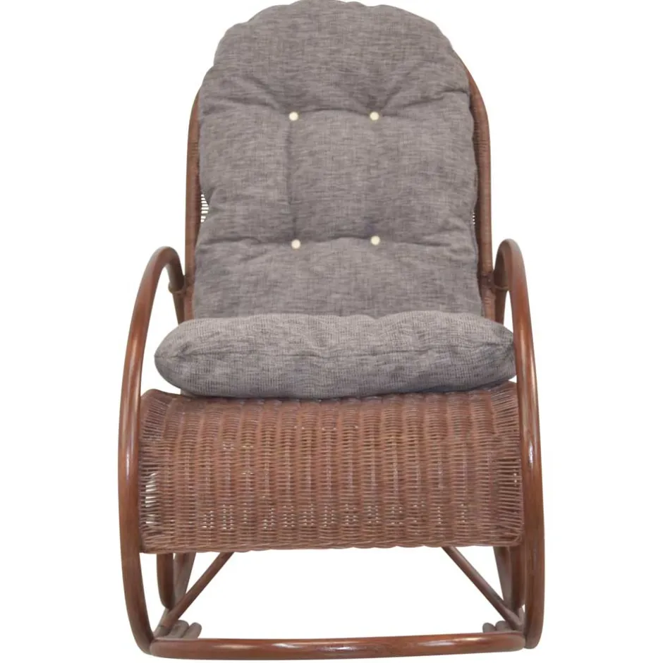 Wohnen Brauner Schaukelstuhl aus lackiertem Rattan - Asalion