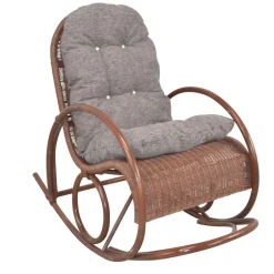 Wohnen Brauner Schaukelstuhl aus lackiertem Rattan - Asalion