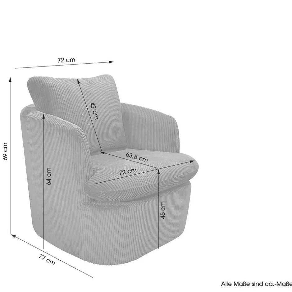 Wohnen Breitcord Sessel in Offwhite - Fenturam