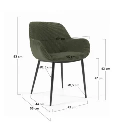 Breitcord Stühle in Dunkelgrün - Rovakis (4er Set)^Wohnen Discount