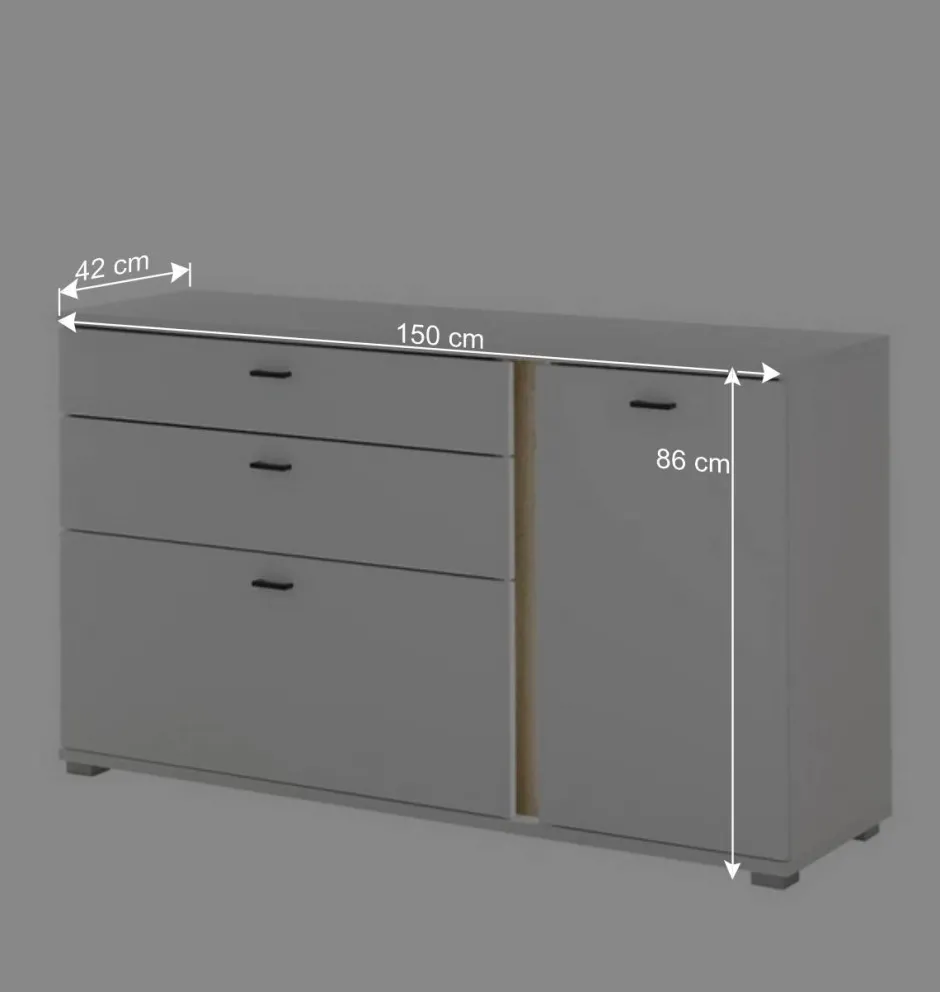 Breite Kombi-Kommode mit LED Beleuchtung - Racelyn^Wohnen
