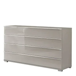 Wohnen Breite Kommode in Hellgrau mit Glasfront - Nucina