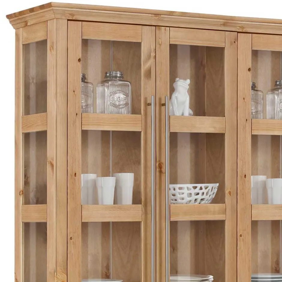 Breite Vitrine aus Kiefer Massivholz - Noellisa^Wohnen New