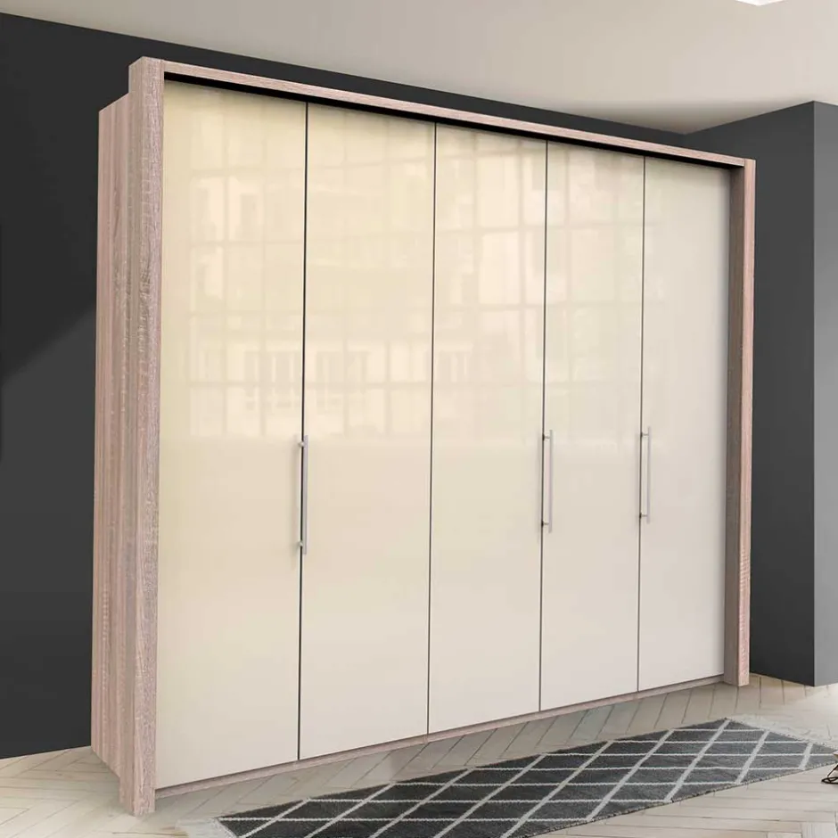 Breiter Falttüren-Schrank in Creme - Rativian^Wohnen Discount