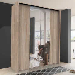 Wohnen Breiter Falttüren-Schrank mit Spiegel - Zayun