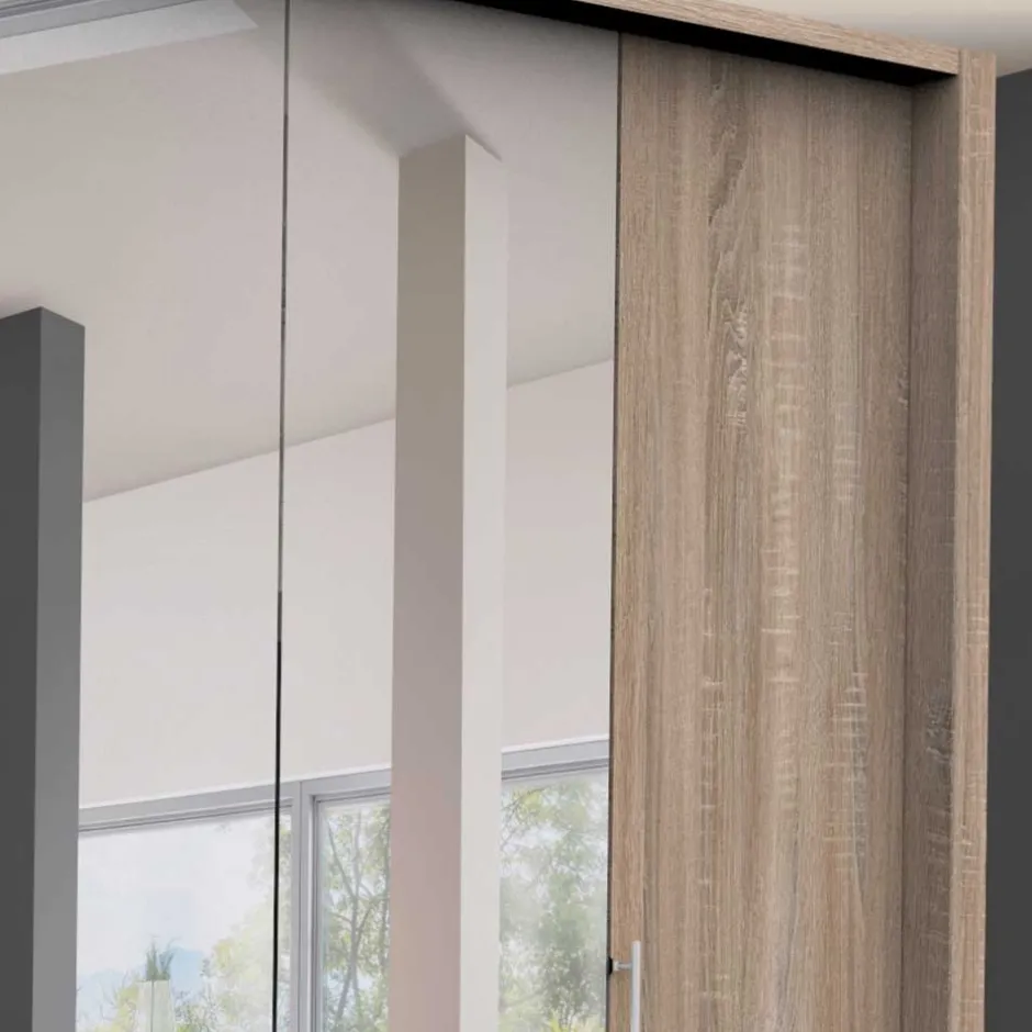 Wohnen Breiter Falttüren-Schrank mit Spiegel - Zayun