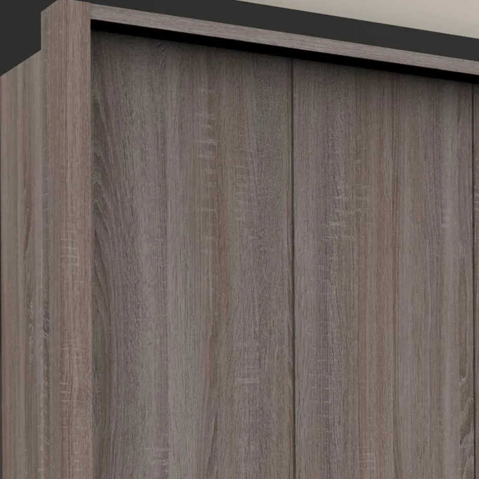 Breiter Kleiderschrank in Eiche Dunkel - Crenba^Wohnen