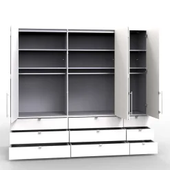 Breiter Kleiderschrank in Eiche Dunkel - Crenba^Wohnen