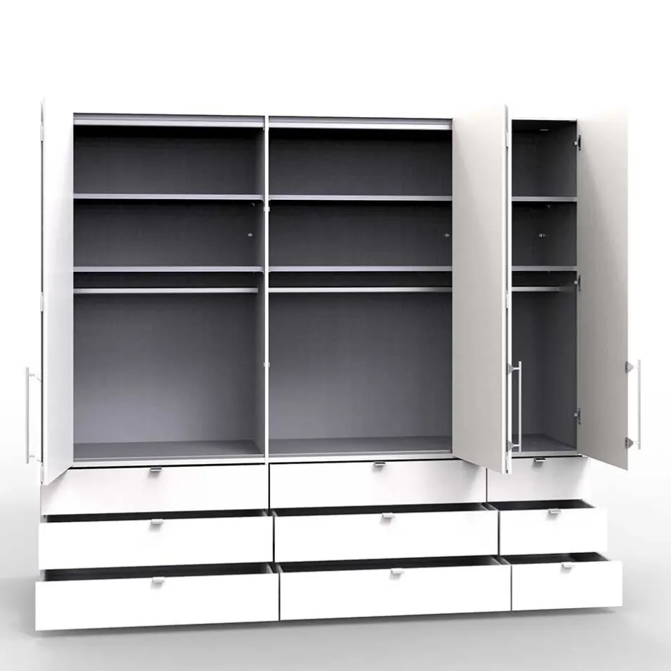 Breiter Kleiderschrank in Eiche Dunkel - Crenba^Wohnen