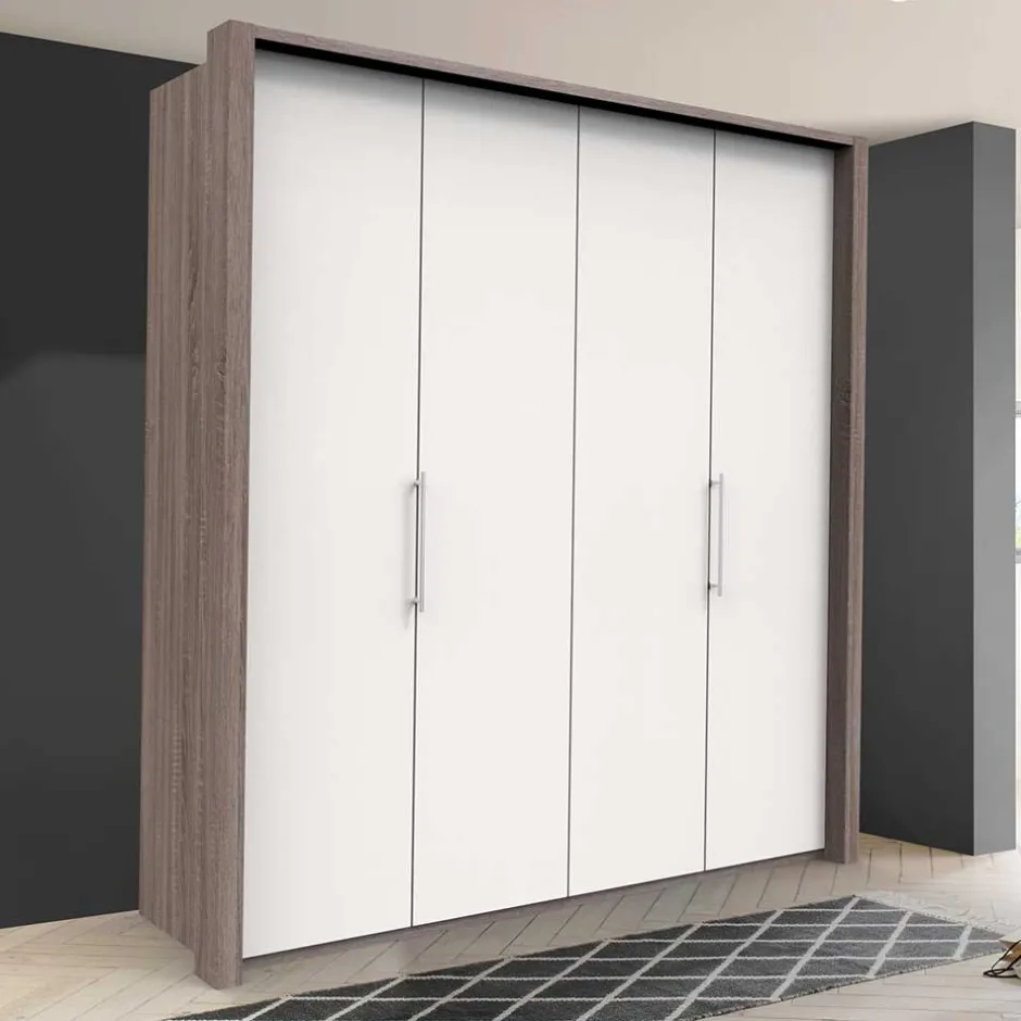 Wohnen Breiter Schlafzimmerschrank mit weißen Falttüren - Tivierto
