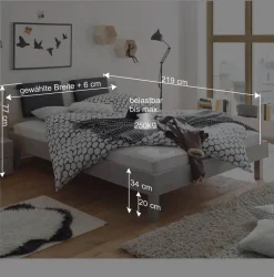 Breites Bett Cabelia in Beton Optik Dekor Grau^Wohnen Discount