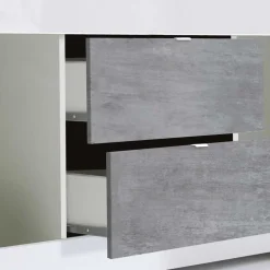 Breites TV Board in Weiß HG & Betonoptik - Narandu^Wohnen Discount