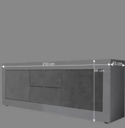 Breites TV Board in Weiß HG & Betonoptik - Narandu^Wohnen Discount