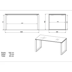 Wohnen Büro Arbeitstisch in Weiß mit Glas - Fidania