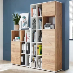 Wohnen Büro Regal mit Türen Set - Ziharo (zweiteilig)