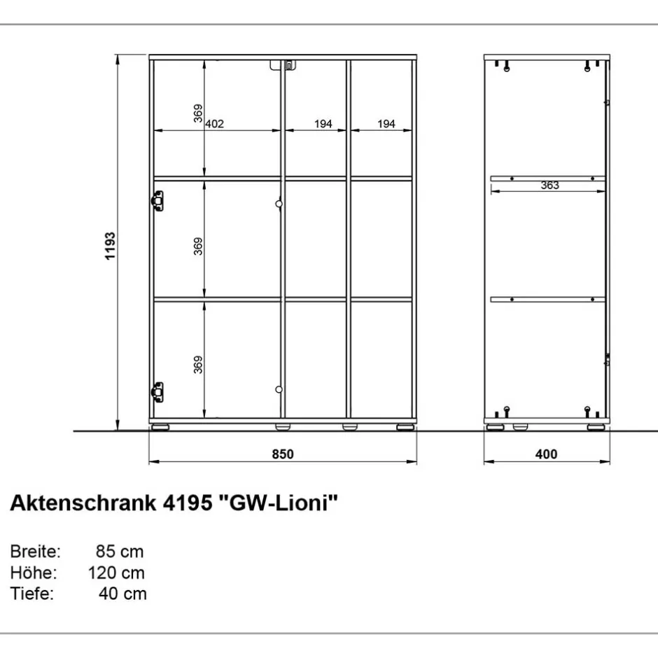 Wohnen Büro Regal mit Türen Set - Ziharo (zweiteilig)