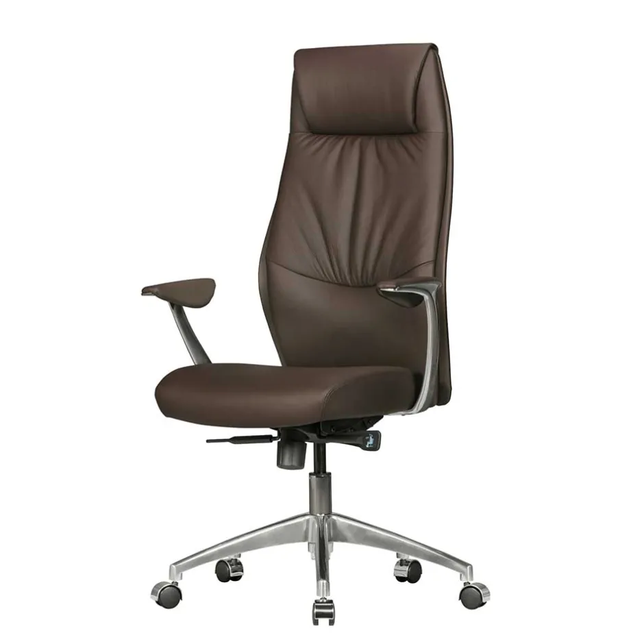 Wohnen Büro Schreibtischsessel in Braun Leder - Mallavi