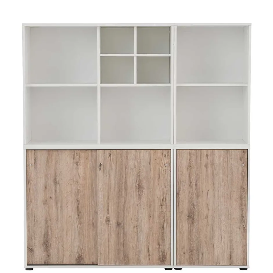 Büroschrank in Weiß & Wildeiche Dekor - Laganzo^Wohnen Clearance