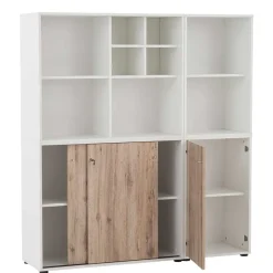 Büroschrank in Weiß & Wildeiche Dekor - Laganzo^Wohnen Clearance