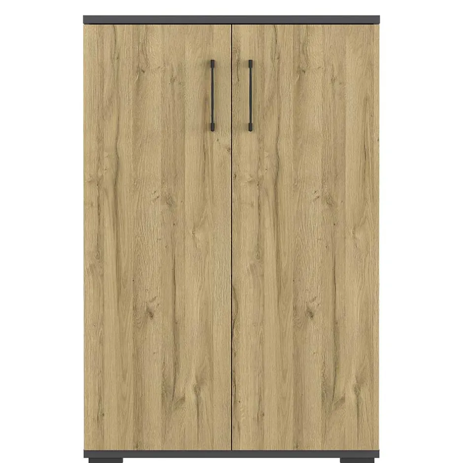 Wohnen Büroschrank in Wildeiche NB & Dunkelgrau - Disgano I